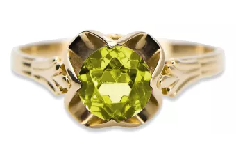 Ring Gelber Peridot 14 Karat Gelbgold Vintage Stil vrc023y